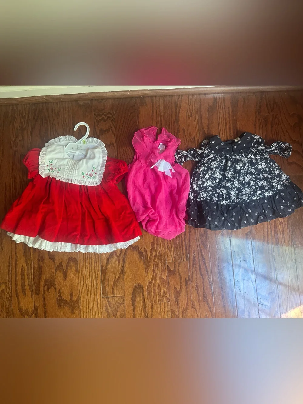 OshKosh B'gosh Red, Pink & Black Floral Girls Dresses - 3-Pack Size 3 & 6 months